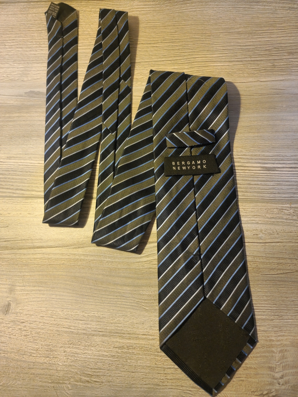 Bergamo New York Olive Green Stripe Men's Tie